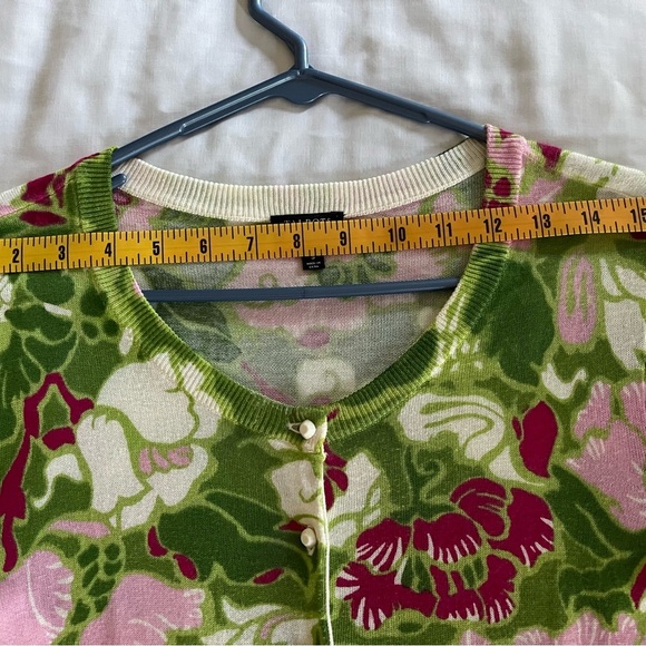 Talbots Super Soft Floral Print Summer Button Up Lightweight Cardigan petite sm - Picture 4 of 12